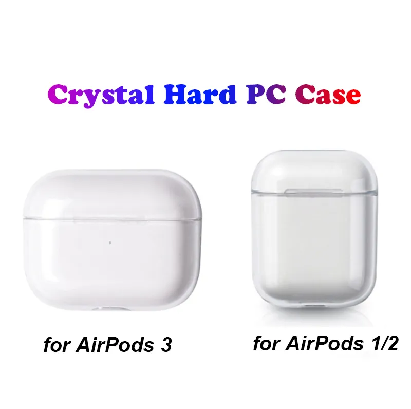 For AirPods 1 2 3 Pro Transparent Crystal Clear Hard PC Charging Box Earphone Case Coque