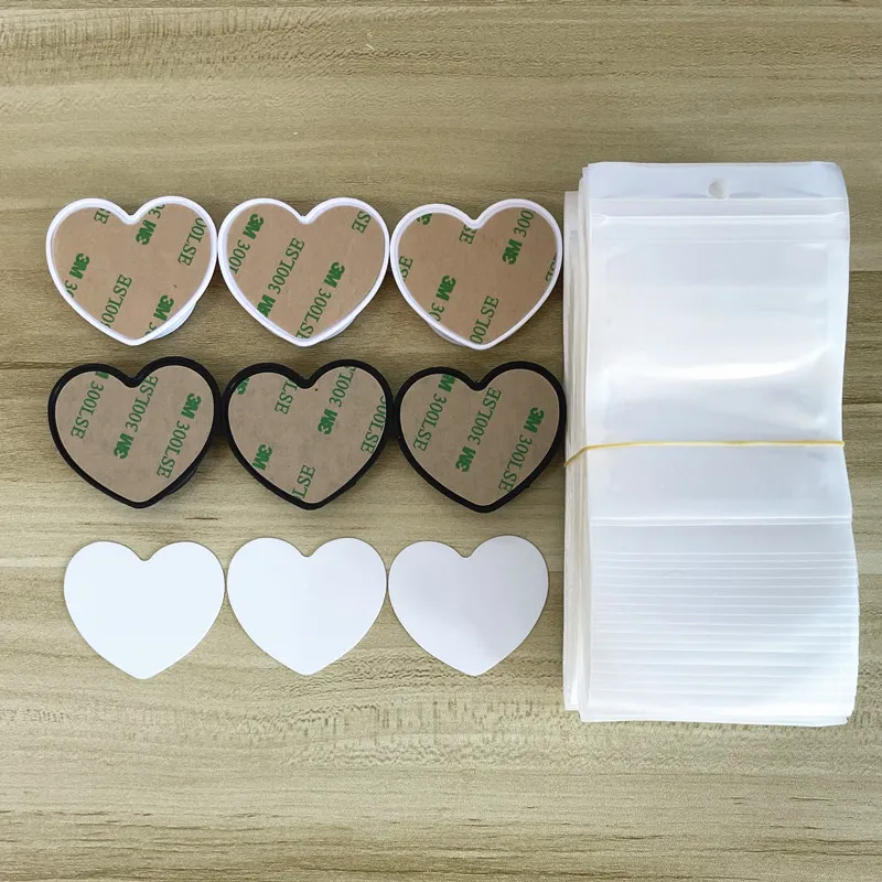 Sublimation Blank heart style cell phone holder Plastic Stand With Metal insert heat trasnfer printing grip bracket