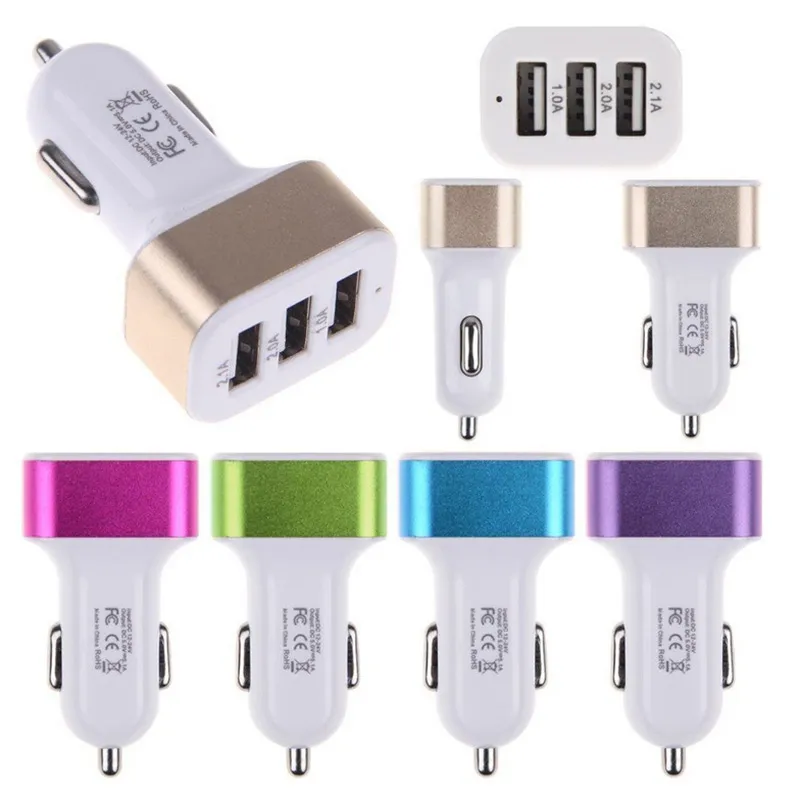 3 USB Car Charger Quick Charge Cigarette Lighter 3-Ports Fast Charger For Car Phone Charging Adapter