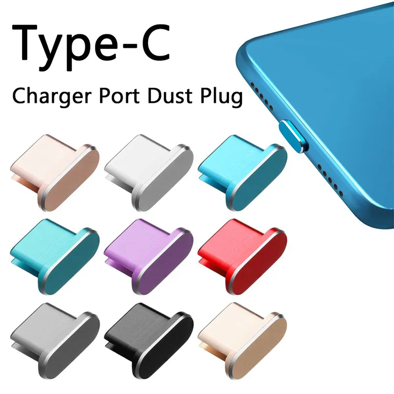 Universal Phone Anti Dust Gadgets Dustproof Type C Micro Charger Port Aluminium Alloy Stopper Wear-resistant Cover For iPhone 13 12 11 Android Samsung Xiaomi Huawei