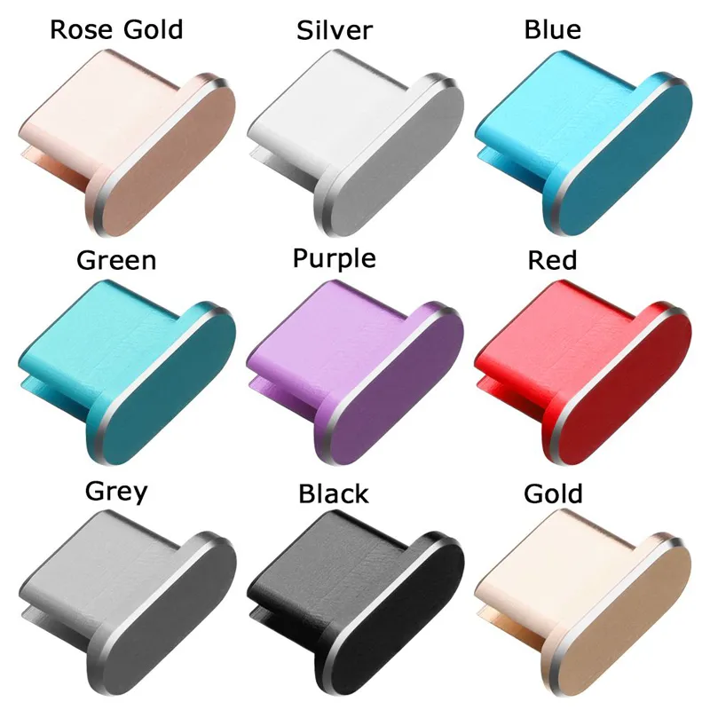 Universal Phone Anti Dust Gadgets Dustproof Type C Micro Charger Port Aluminium Alloy Stopper Wear-resistant Cover For iPhone 13 12 11 Android Samsung Xiaomi Huawei