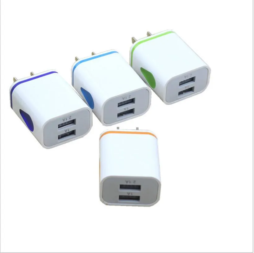 LED Wall Charger Dual USB 2 Ports Light Up Water-drop Home Travel Power Adapter AC US Plug For iPhone Samsung LG HTC Phone