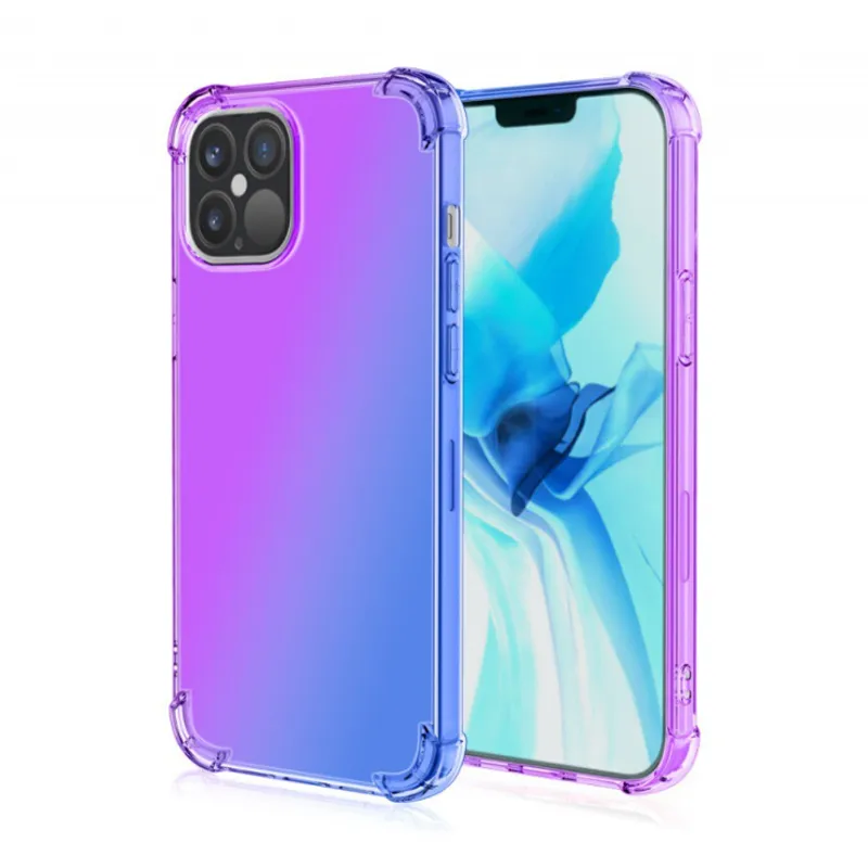 Gradient Dual Color Transparent TPU+PC Cases Shockproof Phone Case for iPhone 13 12 11 Pro Max XR XS 8 Plus