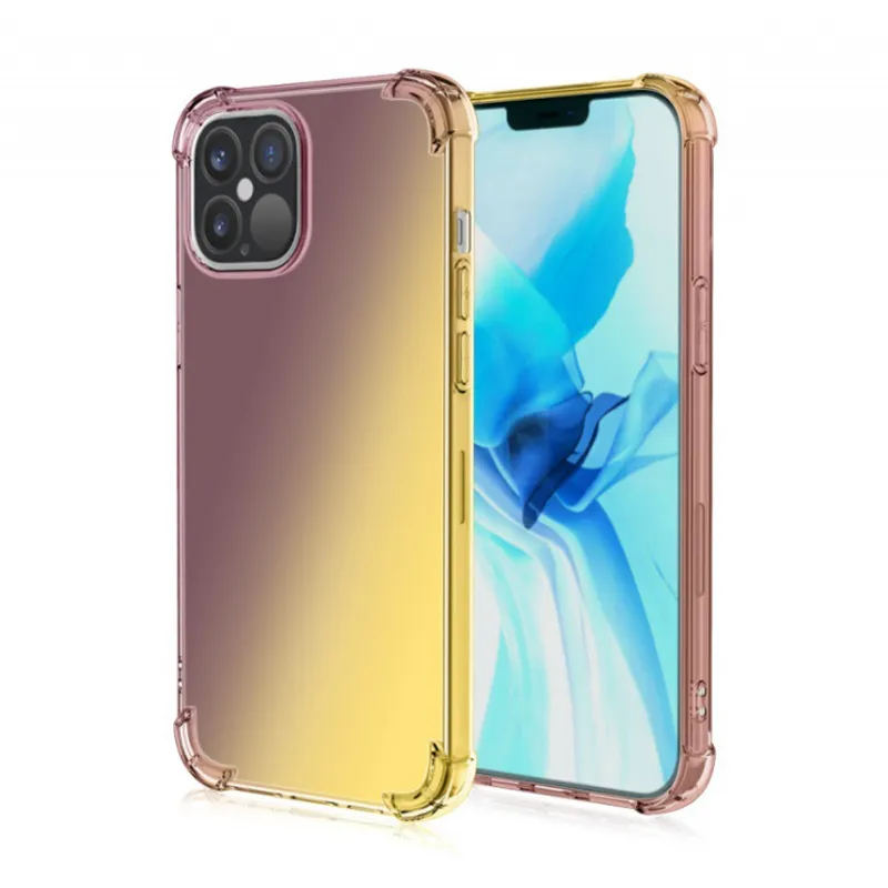 Gradient Dual Color Transparent TPU+PC Cases Shockproof Phone Case for iPhone 13 12 11 Pro Max XR XS 8 Plus