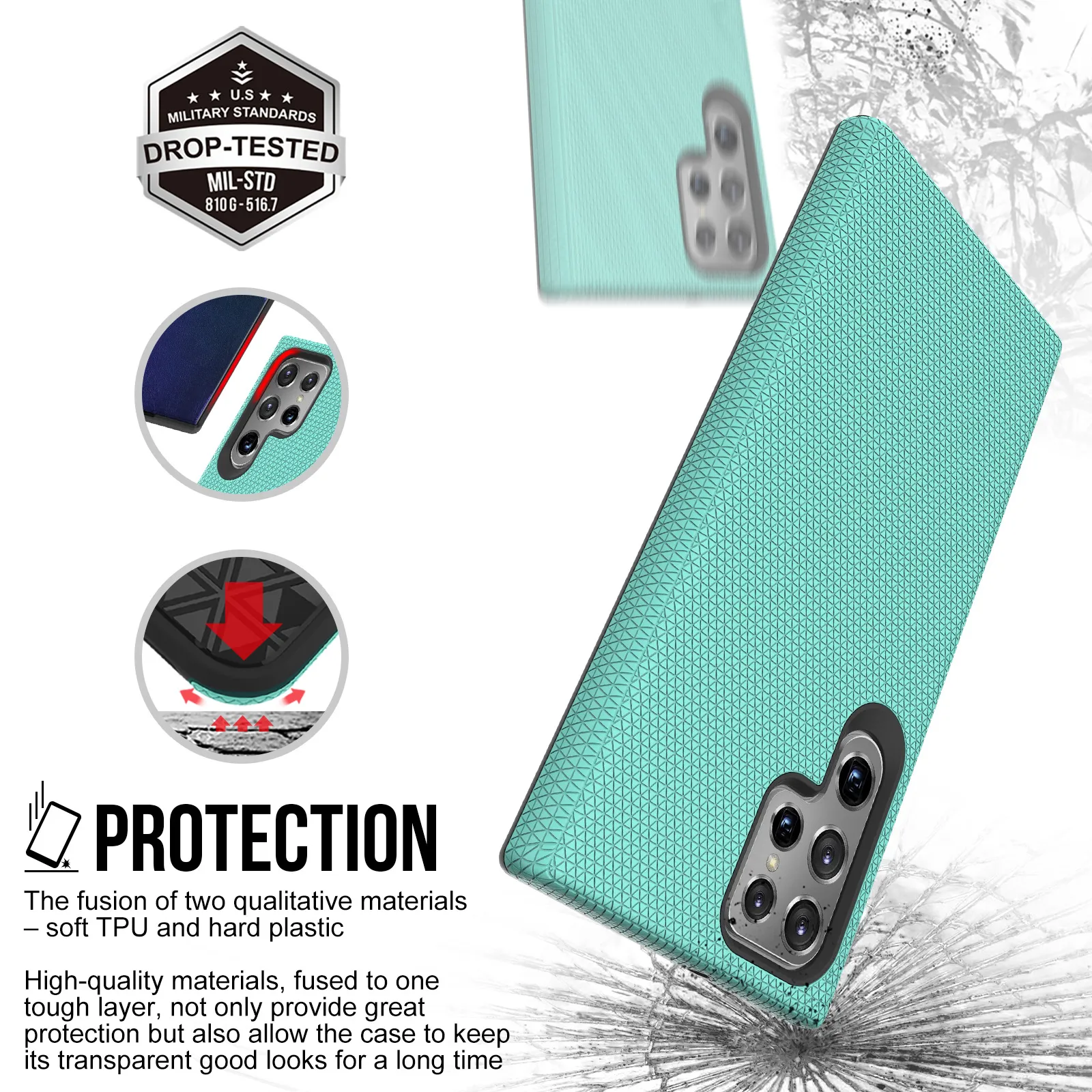 Dual Layer Hybrid Armor Case for Samsung Galaxy S23 Plus S22 Ultra Note 20 A14 Defender Rugged Cover