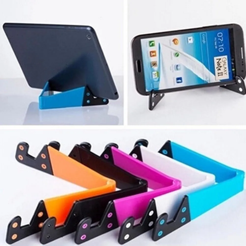 Universal Foldable Mobile Cell Phone Stand Holder for Smartphone and Tablets Dual support V Shaped Folding Bracket for phones Tablet PC Mout