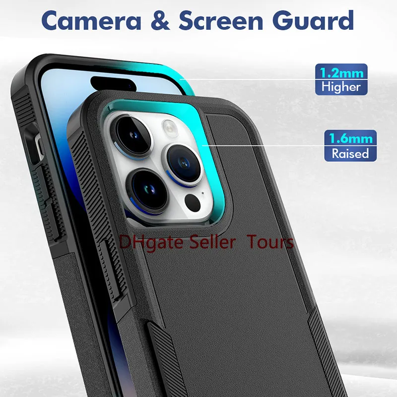 Military Grade Rugged Shockproof Phone Case for iPhone 15 11 12 13 14 Pro Max XR XsMax SE 8Plus Dual Layer Hybrid Soft TPU and Hard PC With Lanyard Hole Cover