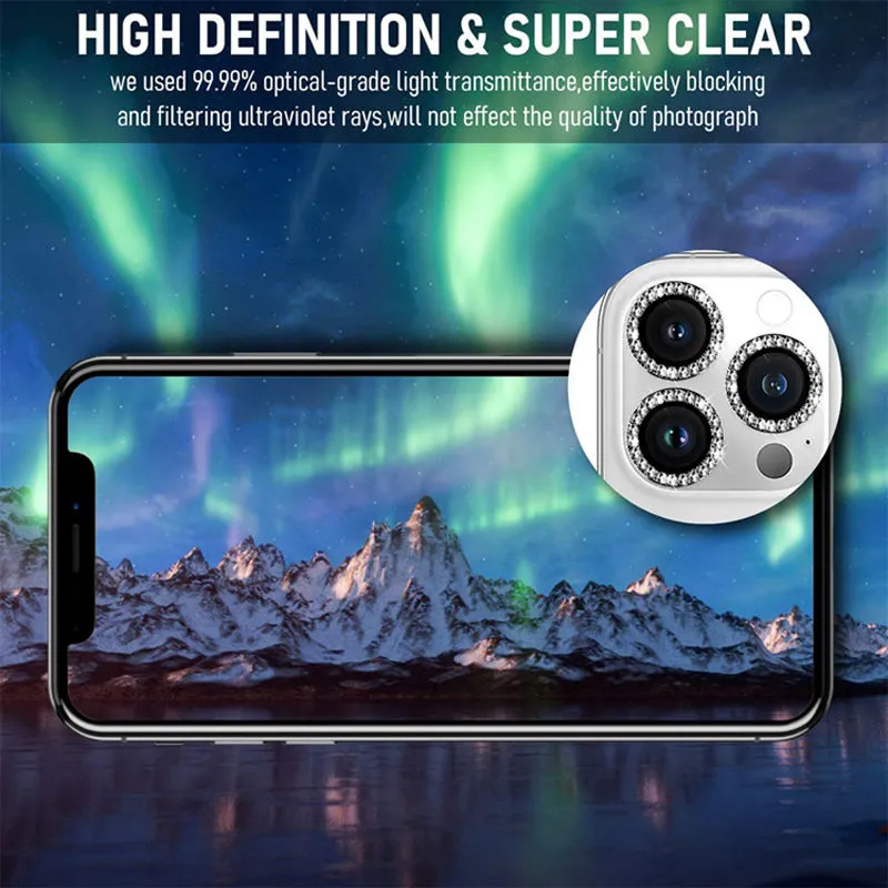 Eagle Eye Diamond Metal Aluminium Lens Cover Luxury Glitter Camera Lens screen Protector For iPhone 14 Pro Max 13 12 11 PRO MINI