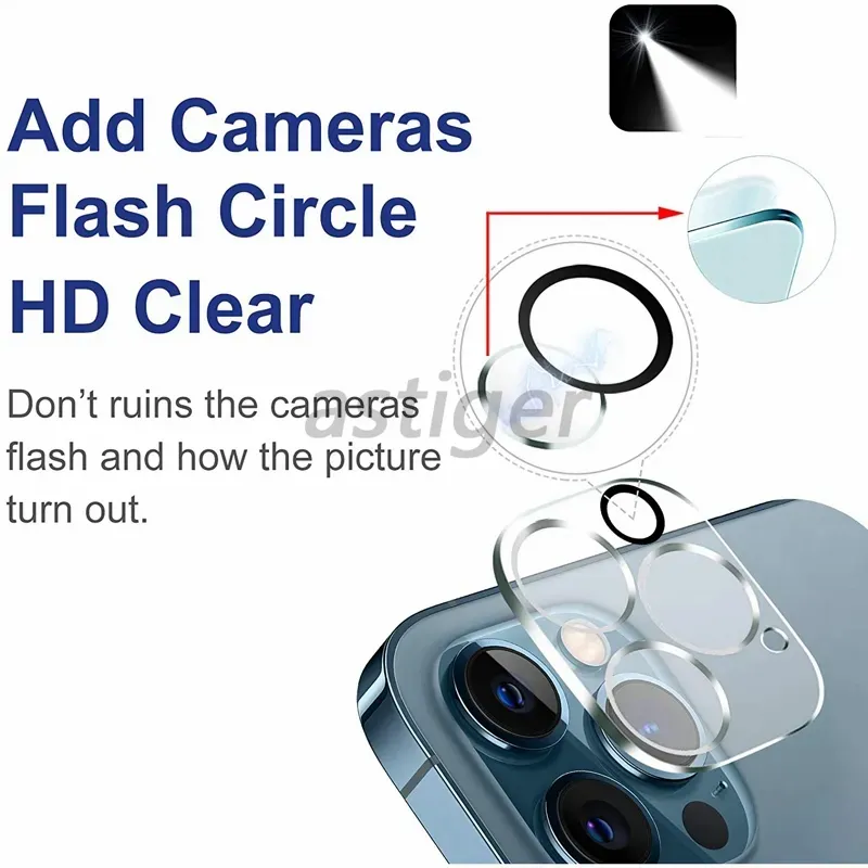 3D HD Full Cover Clear Scratch-Resistant Rear Back Camera Lens Protector Tempered Glass film With Flash Circle For iPhone 15 14 13 12 11 Pro Max 14plus with retail box