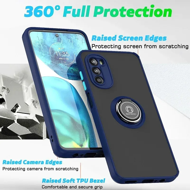 Clear Matte Ring Holder Phone Cases For Iphone 15 Pro Max Samsung Galaxy A55 S24 Ultra Plus Moto G Stylus Power Play 5G 2024 Magnetic Hybrid Covers