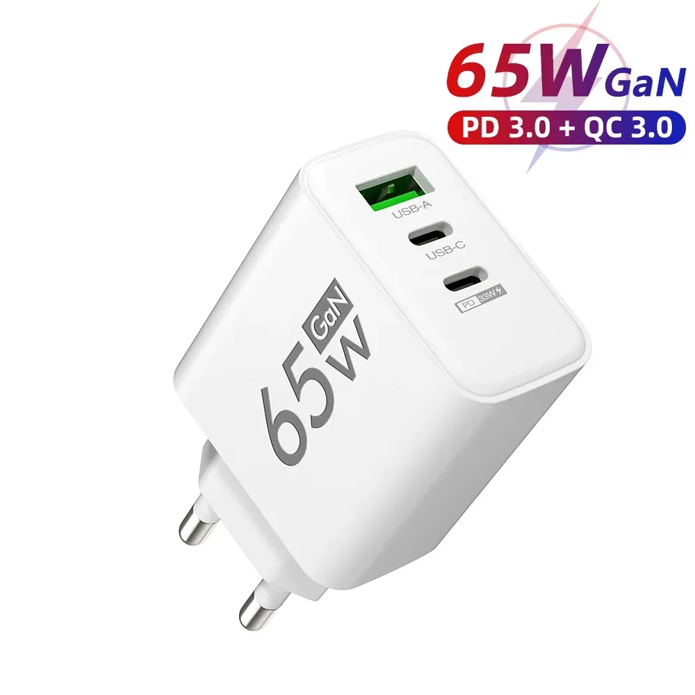 65W GaN USB Charger Type C Charger Adapter PD Charger For Xiaomi Samsung Quick Charge 3.0 Fast Phone Charger