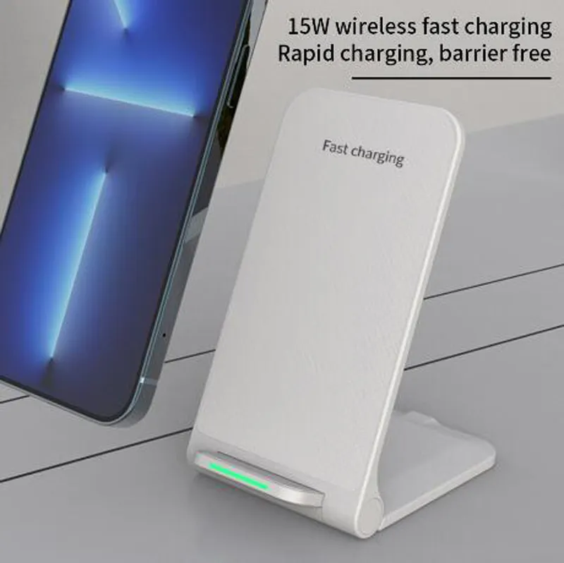 15W Wireless Charger USB TYPE-C Stand Pad For iPhone 14 13 12 Pro Max 11 Foldable Qi Fast Charging Station for Samsung Note 20 S21 S22 S23 Ultra in Retail Box