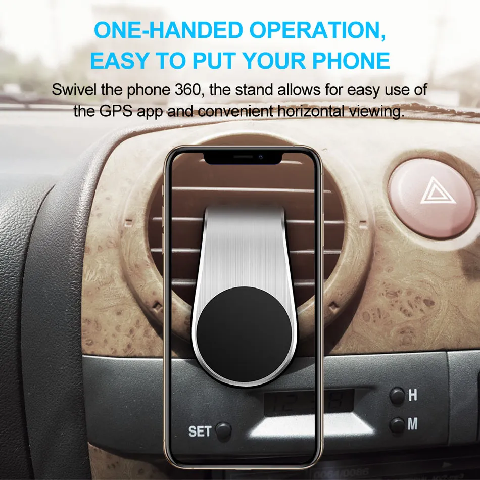 Magnetic Car Phone Holder Universal L Shape Car Air Vent Clip Magnet Dashboard Cell Phone Bracket Stand Auto Accessories in Retail Box