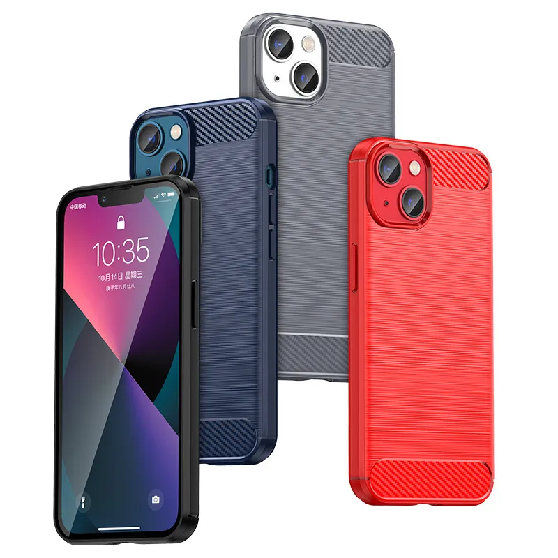 Carbon Fiber Phone Cases Rugged Armor Shockproof Slim Soft TPU Cover For iPhone 15 14 13 12 mini 11 pro X XS MAX XR 8 7 Plus Samsung S23 S22 ultra A14 A33 A53 A73