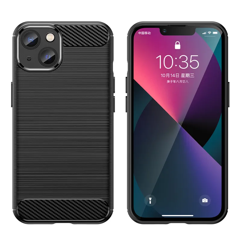 Carbon Fiber Phone Cases Rugged Armor Shockproof Slim Soft TPU Cover For iPhone 15 14 13 12 mini 11 pro X XS MAX XR 8 7 Plus Samsung S23 S22 ultra A14 A33 A53 A73