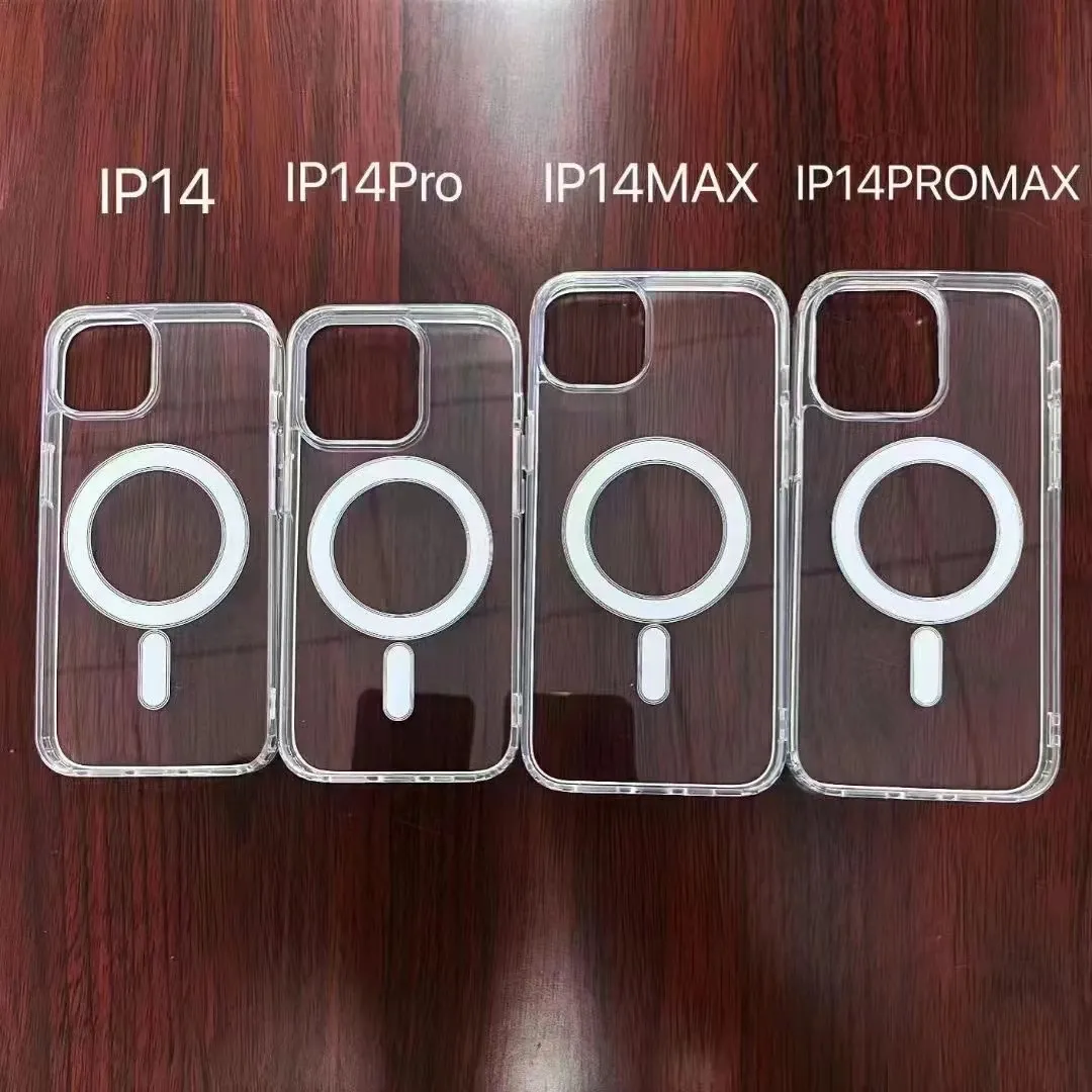 Transparent Clear Acrylic Magnetic Shockproof Phone Cases for iPhone 15 14 13 12 11 Pro Max Mini XR XS X 8 7 Plus