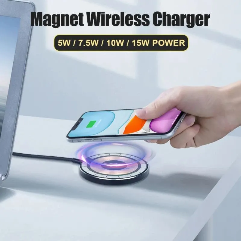 15W Transparent Magnetic Wireless Charger Pad for iPhone 14 13 12 11 Pro Airpods iWatch Qi Chargers Fast Charging Dock Station With Retail Box