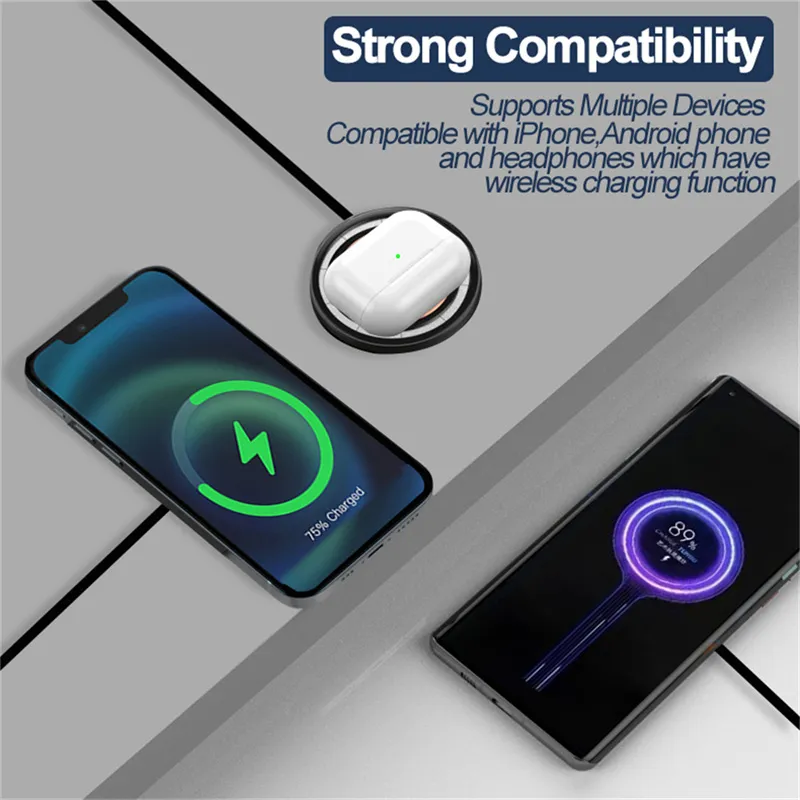 15W Transparent Magnetic Wireless Charger Pad for iPhone 14 13 12 11 Pro Airpods iWatch Qi Chargers Fast Charging Dock Station With Retail Box