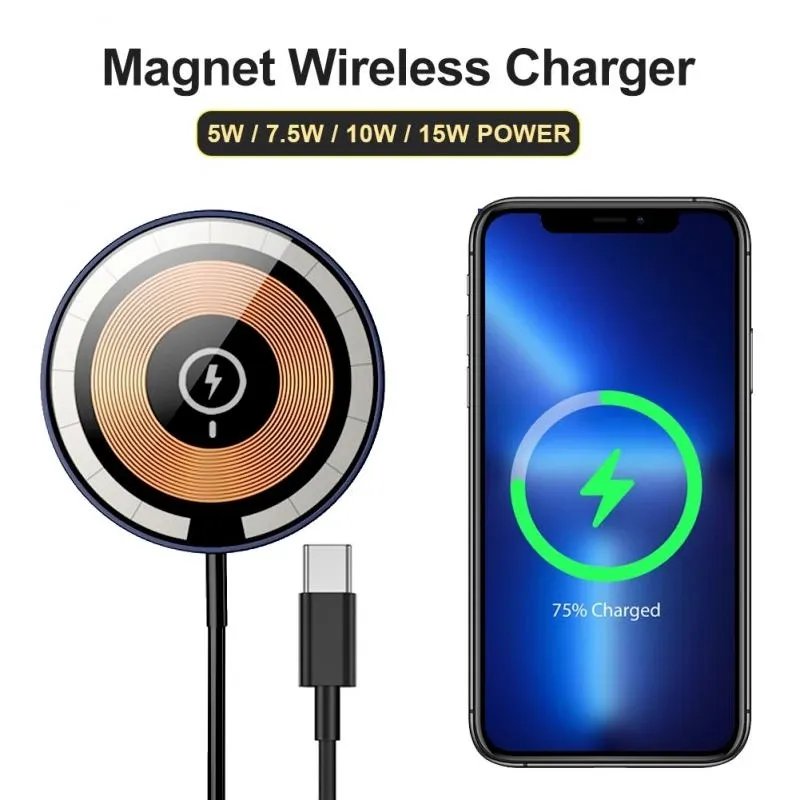 15W Transparent Magnetic Wireless Charger Pad for iPhone 14 13 12 11 Pro Airpods iWatch Qi Chargers Fast Charging Dock Station With Retail Box