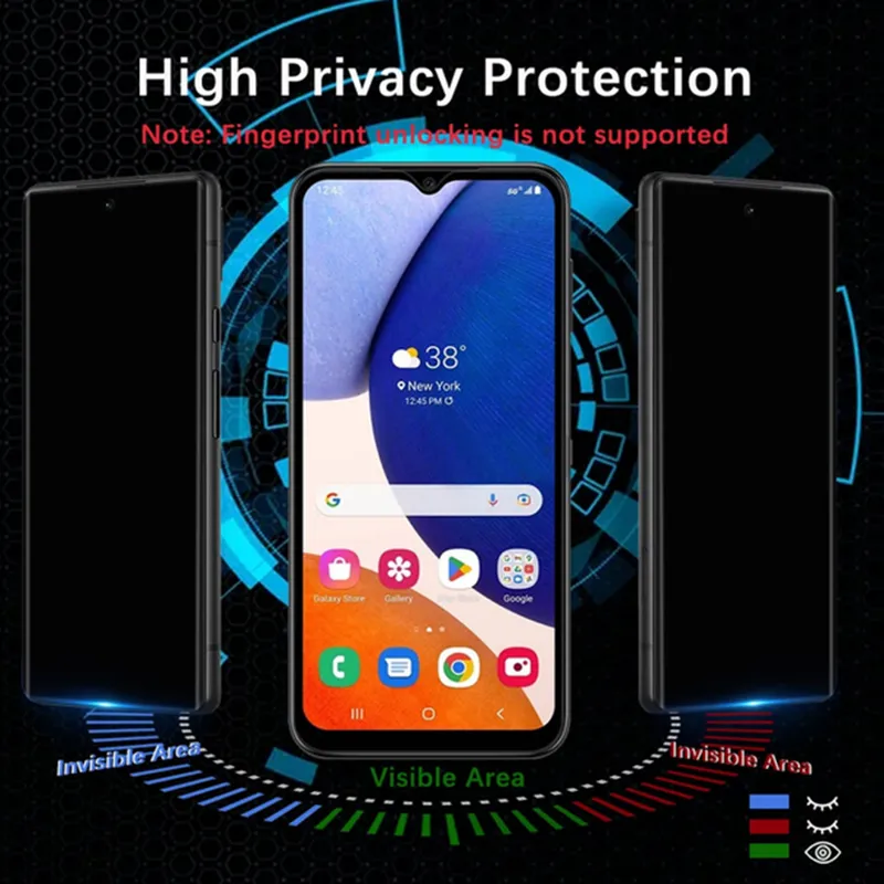 Anti Spy Privacy Screen Protectors for Motorola Moto G Play Stylus 2023 Power Samsung Galaxy A22 A32 A52 A72 5G 4G A04s Black Anti-glare Anti-peeping Temper Glass