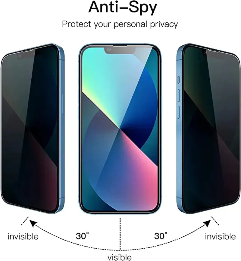 Black Privacy Screen For iPhone 15 11 12 13 14 Pro XR X XS Max Protective Glass For iPhone 12 Pro Max Mini 7 8 6 6S Anti-Spy Glass with package