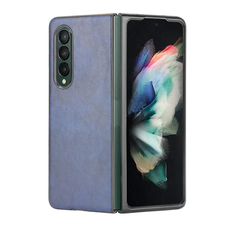 Fashion Leather Phone Cases For Samsung Galaxy Z Fold 6 Fold 5 4 3 Luxury Retro Design Slim Litchi PU Hard Plastic Mobile Shell Covers