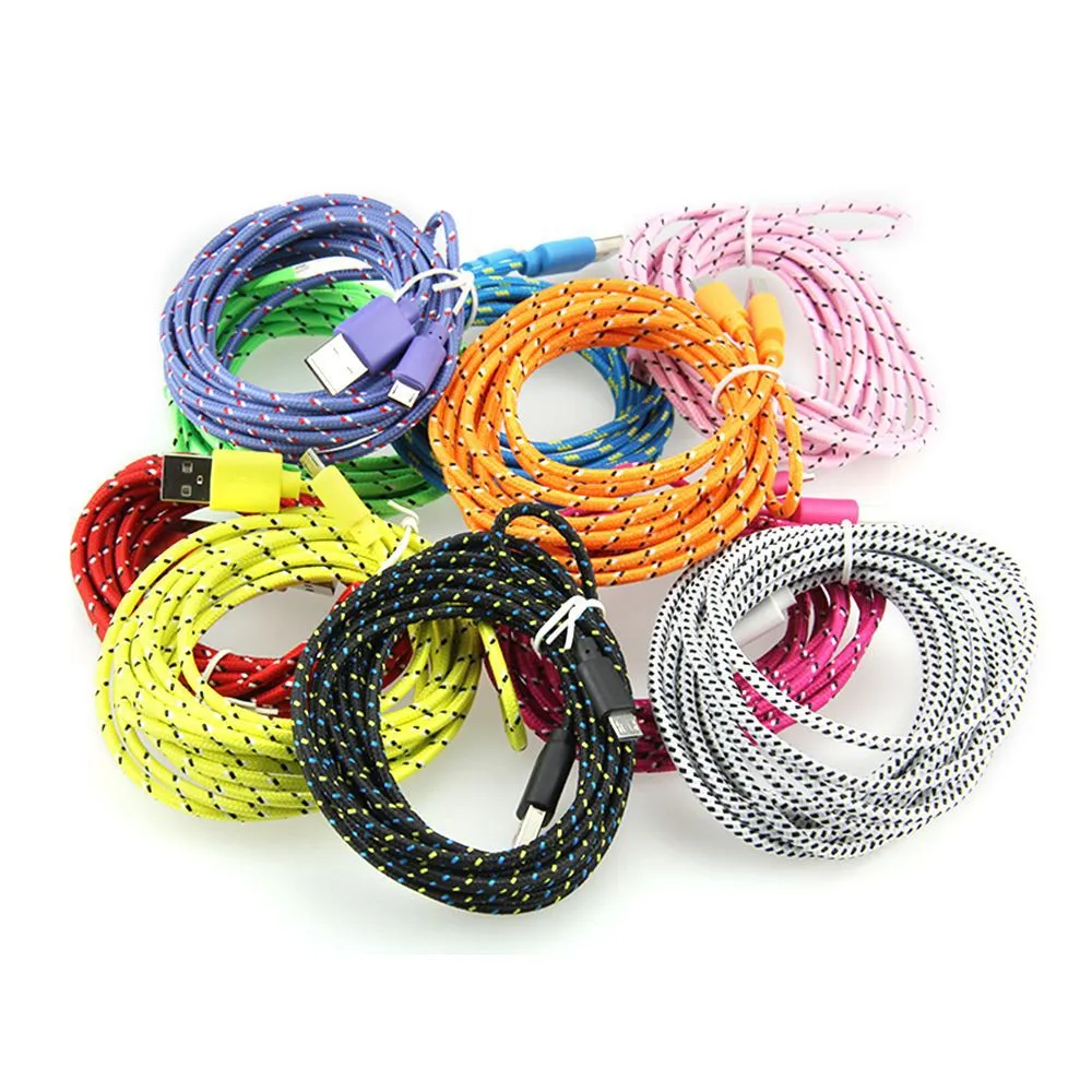 1m 2m  Nylon Braided Fast Charging Cell Phone Cables for AP 7 8 Android Type C USB  Data Cable