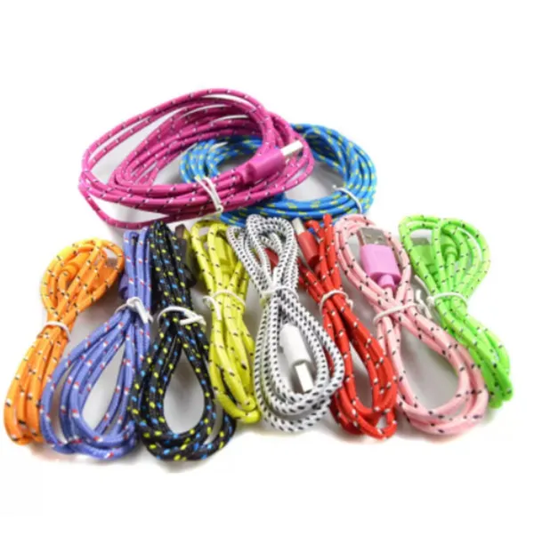 1m 2m 3m Nylon Braided Fast Charging Cell Phone Cables for AP 7 8 Android Type C USB Charger Data Cable