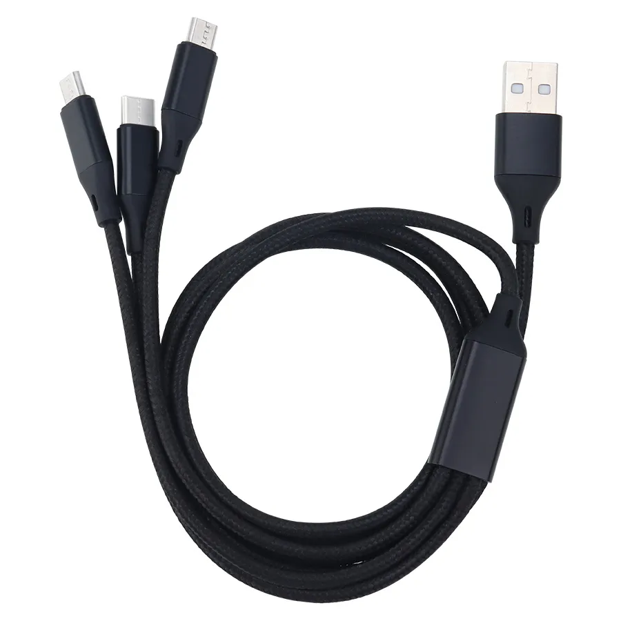 120cm 3 in 1 USB Cables Fast Charging USB-C Micro Data Sync Cable For HTC Xiaomi 12 11 Samsung Mobile Phone Charge Cord