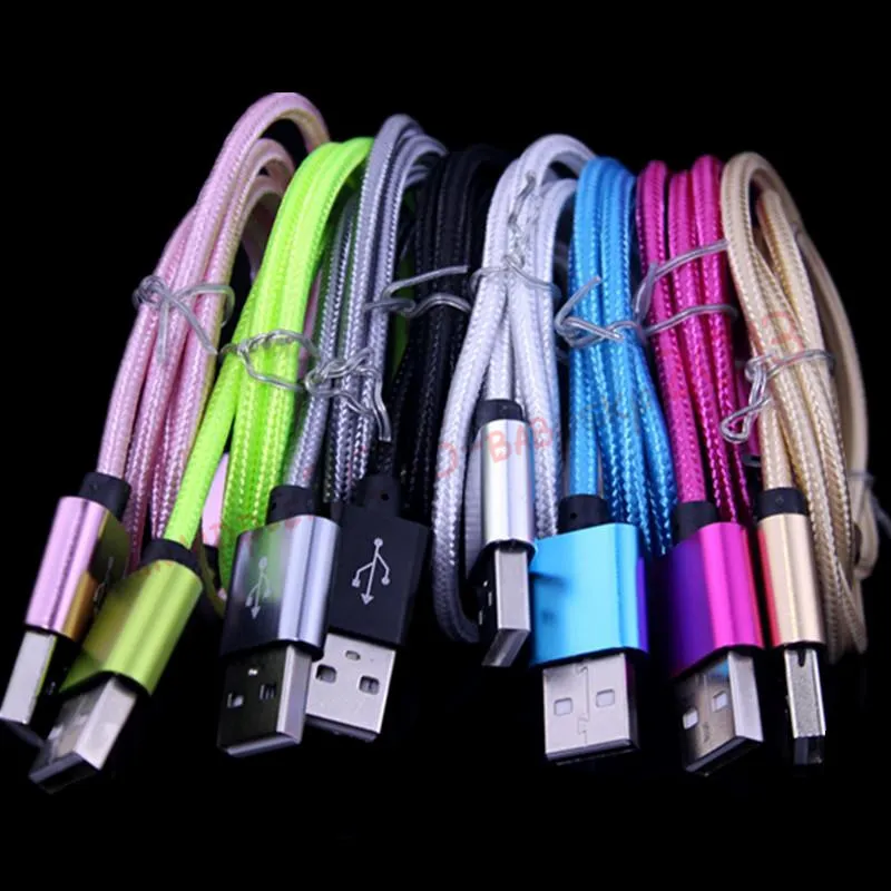 1m 2m 3m Alloy Fabric Braided cable Type c Micro usb data charger cables for samsung s4 s6 s7 htc android phone