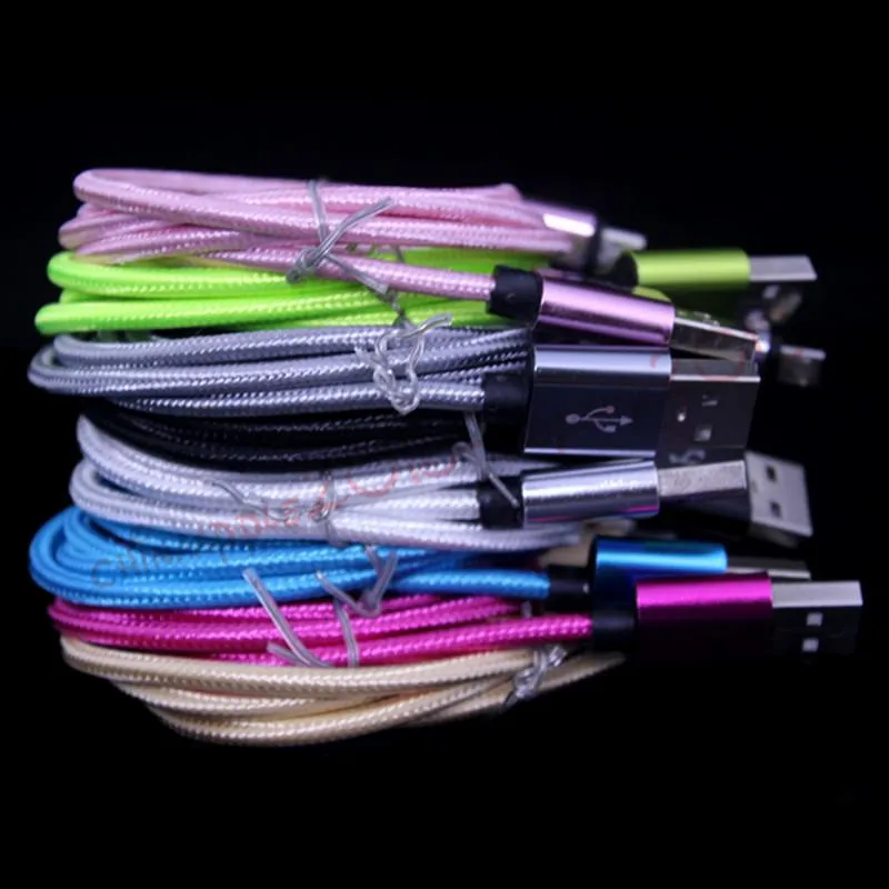 1m 2m 3m Alloy Fabric Braided cable Type c Micro usb data charger cables for samsung s4 s6 s7 htc android phone