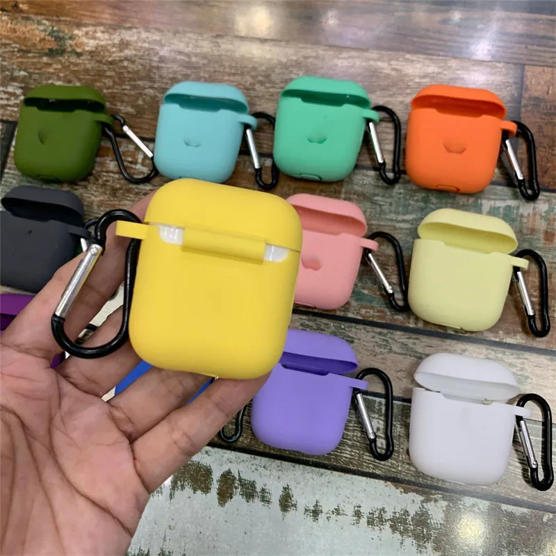 Candy Color Drop-proof Protective Earphone Cases For Airpods 2 3 Pro Anti-fingerprint Bluetooth Silicone Headphone With Hook