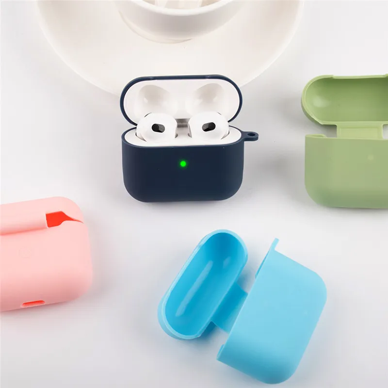 Candy Color Drop-proof Protective Earphone Cases For Airpods 2 3 Pro Anti-fingerprint Bluetooth Silicone Headphone With Hook