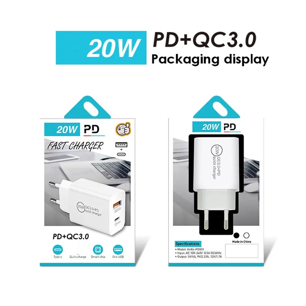 Quick type c USb-C Charger QC3.0 20W PD USB-C EU US UK Travel Wall Chargers Adapter For Iphone 11 12 13 14 Samsung F1 With Retail Box