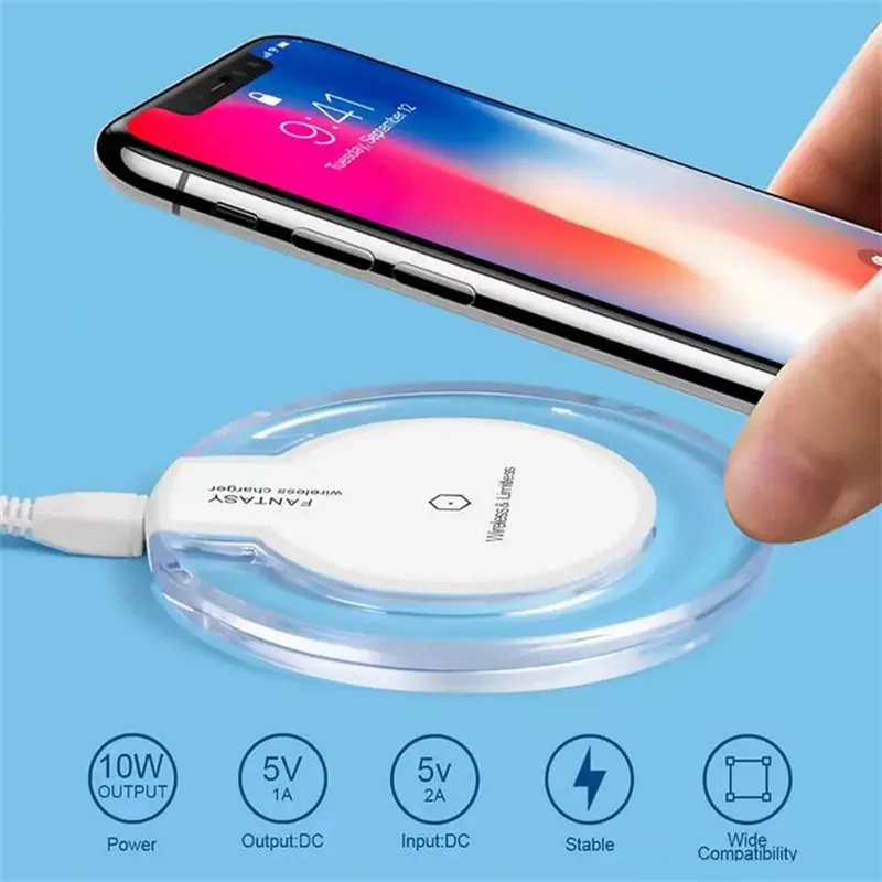 Phone Wireless Chargers Pad Portable Fantasy Crystal Universal LED Lighting Tablet K9 Charging For iphone XS MAX Samsung S10e Plus