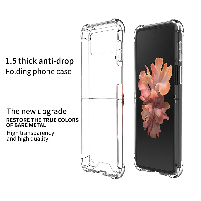 Air Cushion Crystal Acrylic Hard PC Clear Cases Soft TPU Bumper Shockproof Anti-Scratch Protective For Samsung Galaxy Z Flip 5G 2 3 4 5 Flip2 Flip3 Flip4 Flip5