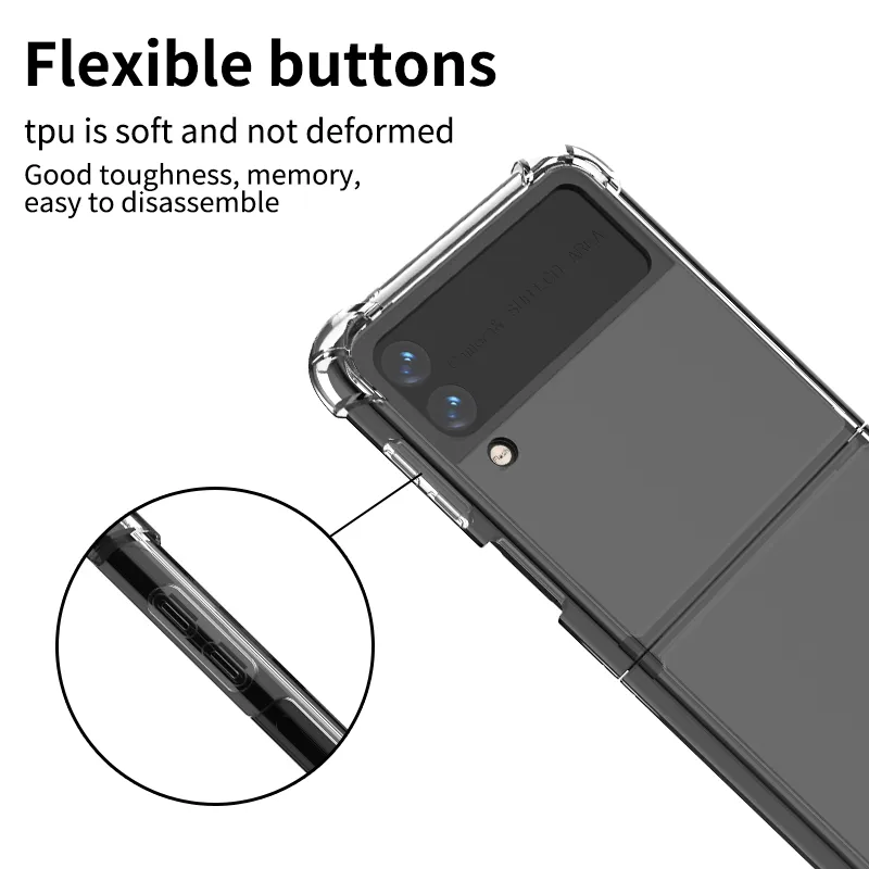 Air Cushion Crystal Acrylic Hard PC Clear Cases Soft TPU Bumper Shockproof Anti-Scratch Protective For Samsung Galaxy Z Flip 5G 2 3 4 5 Flip2 Flip3 Flip4 Flip5