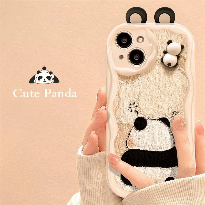 Phone case suitable for 14promax 15 13 3D panda doll 11/12min anti drop xs