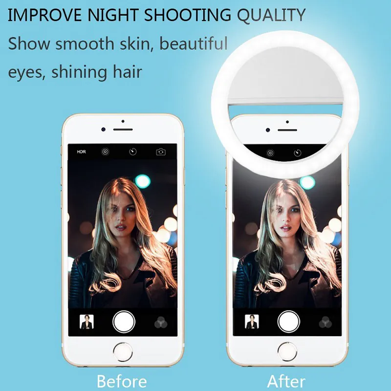 Mobile Phone Selfie Ring Light Lens Beauty Circular Fill Light Lamp Usb Charging Portable Clip For Photo Camera