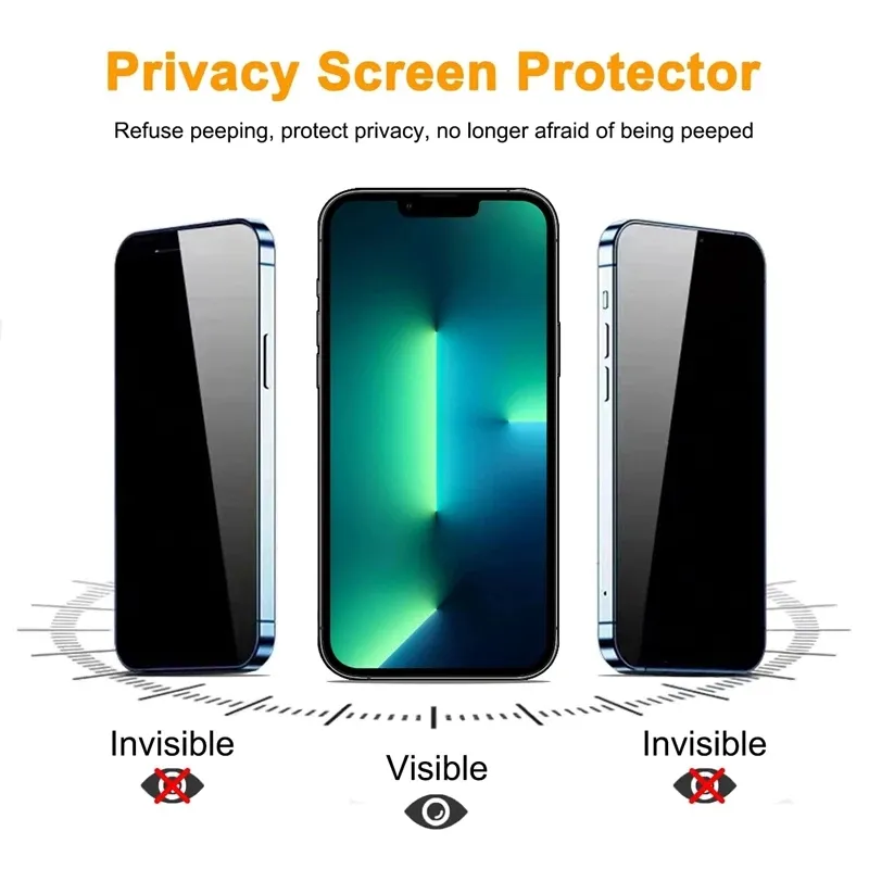 Privacy Tempered Glass Anti-Spy Screen Protector Full Cover Flim for iphone 15 14 13 12 Mini 11 Pro Max X Xs Xr 7 8 6 Plus 9H