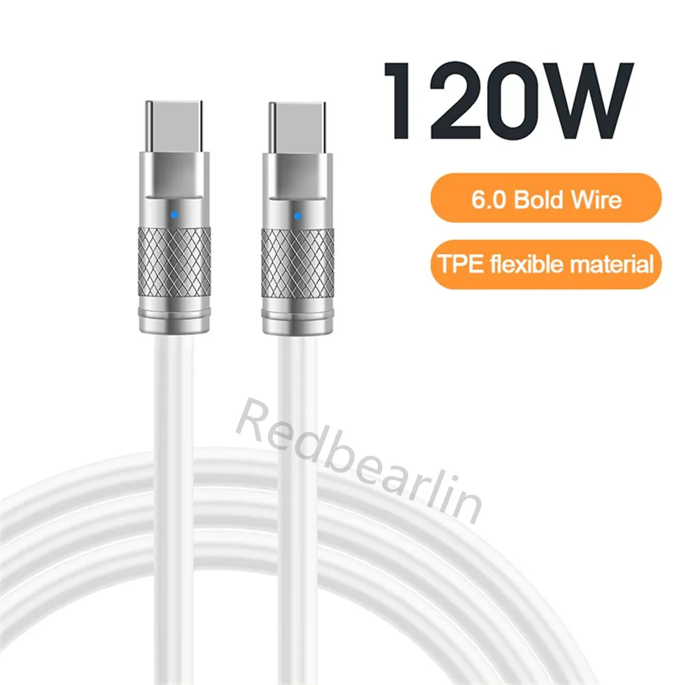 120W 6A PD C to C Cables TPE Zinc Alloy Fast Quick Charging Type c USb-C Cable For Samsung Galaxy s10 s20 s23 s22 Utral note 20 htc lg android phone