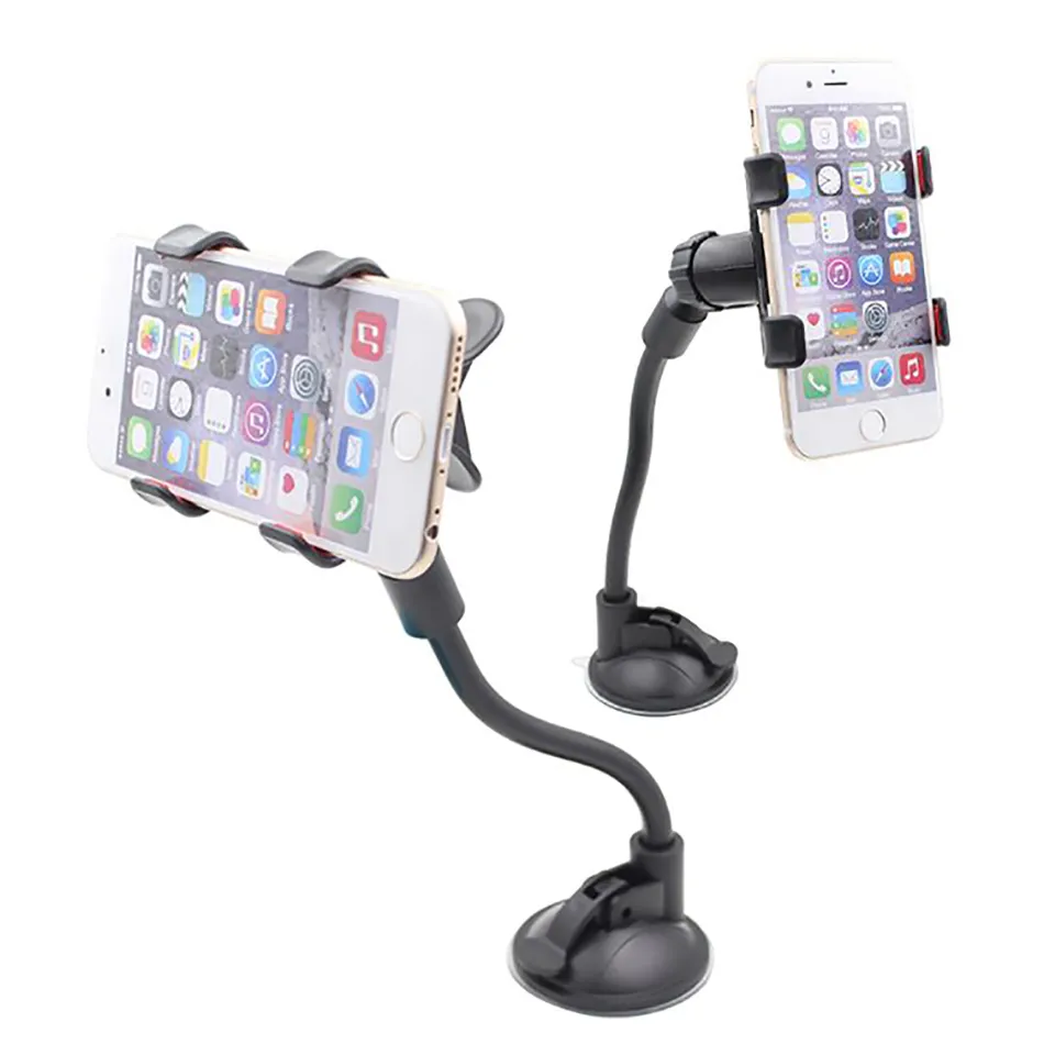 20cm long arm universale cellphone holder flexible 360 rotation windshield car holder bracket with chuck buckle support smart phone mount