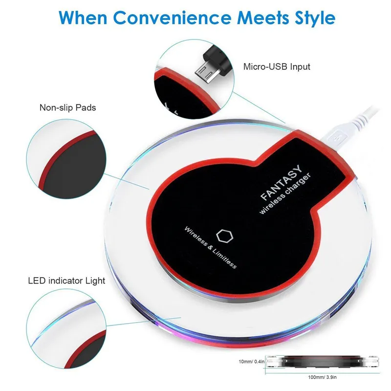 High Quality Qi Wireless Charger For Samsung S10 S8 NOTE iphone Xs max Fantasy High Efficiency pad Dock Chargers with retail packing