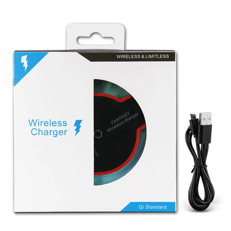 High Quality Qi Wireless Charger For Samsung S10 S8 NOTE iphone Xs max Fantasy High Efficiency pad Dock Chargers with retail packing