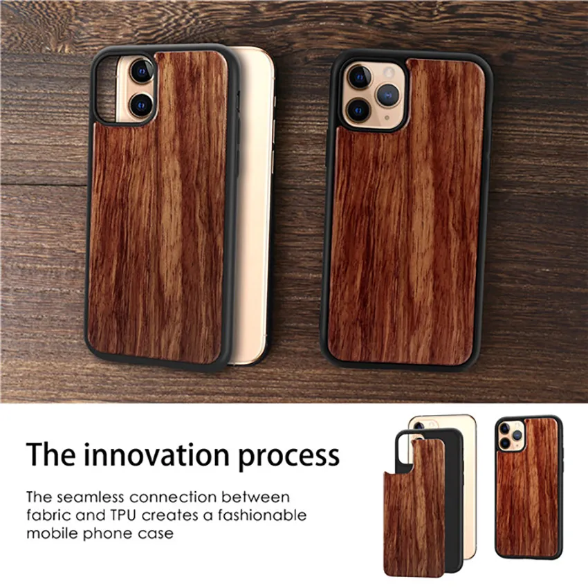 Wood Cell Phone Cover Cases Real Bamboo Wooden Case Back Cover Shell With TPU Shock-proof For Iphone 15 14 13 12 11 Pro