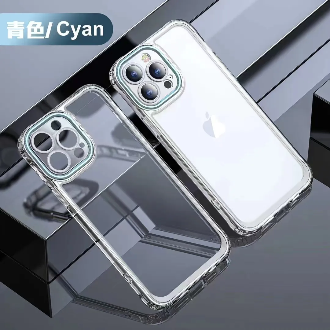 metal Hybrid Hard Case acrylic +TPU+metal clear cases colorful pc hard shell transprant back cover for iphone 13 pro max 12 11