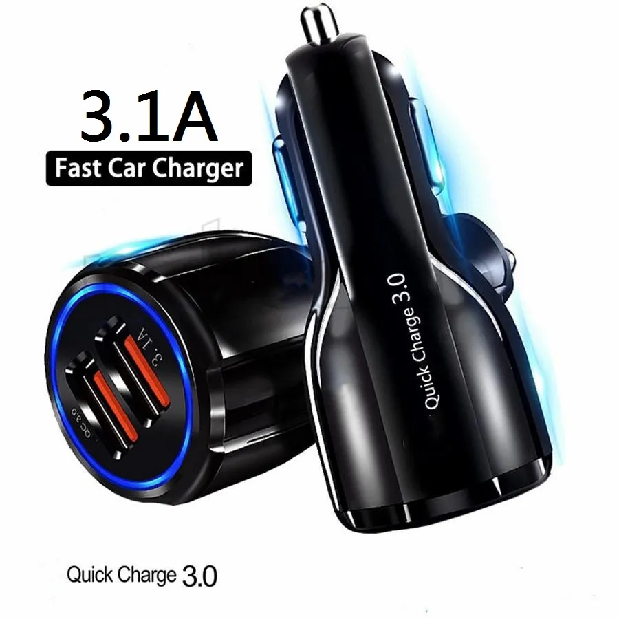 Dual usb ports car chargers 2.4A Real Led light car charger Power adapter for iphone 11 12 13 Pro max samsung htc android phone plug