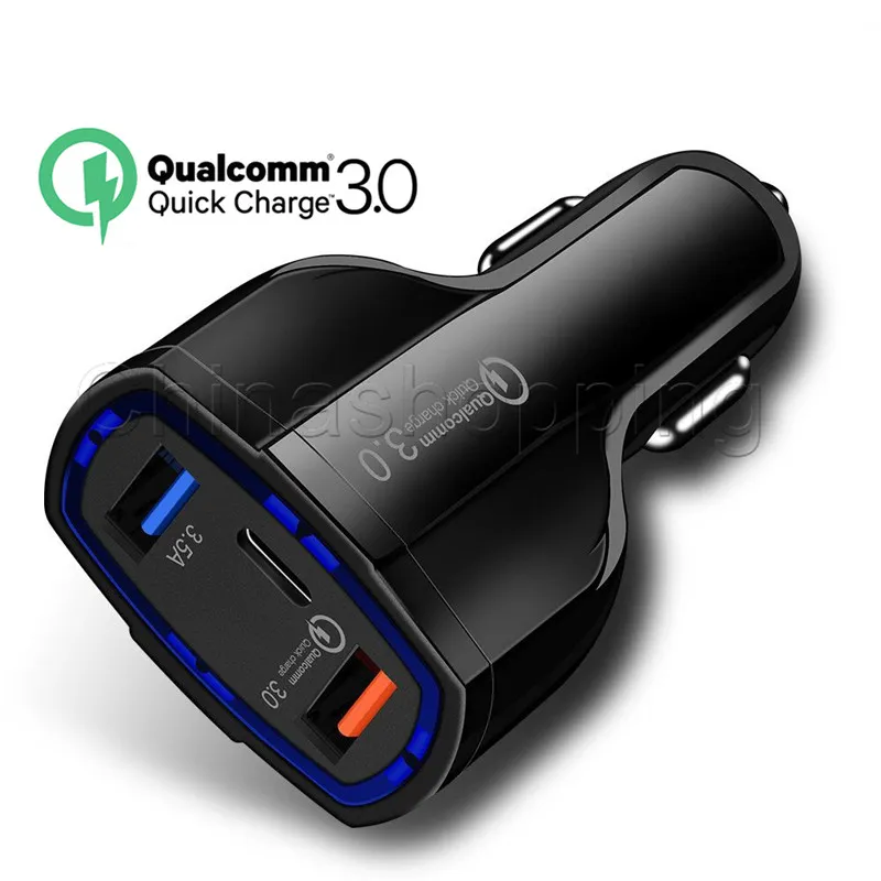 35W 7A 3 Ports Car Chargers QC 3.0 Type C And USB Quick Charger With Qualcomm 3.0 Technology For Mobile Phone GPS Power Bank Tablet Pad