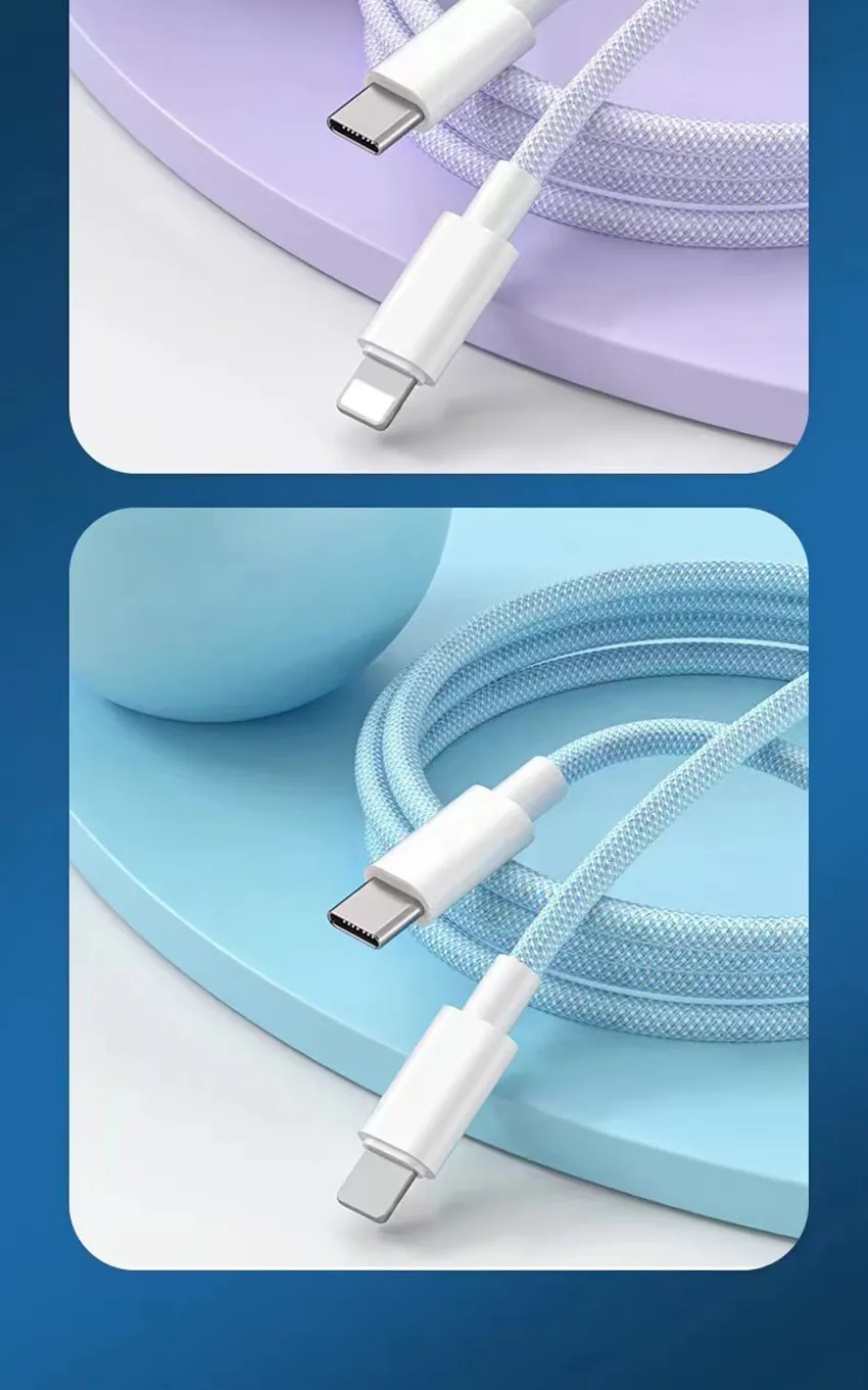 PD 20W Colors Braid USB-C Fast Charging Cable For Samsung Xiaomi Huawei