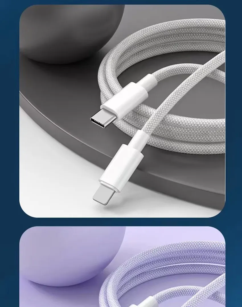 PD 20W Colors Braid USB-C Fast Charging Cable For Samsung Xiaomi Huawei